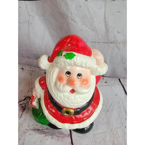 Vtg Russ Berrie Chalkware Santa Clause Coin Piggy Bank #3425 Made In Taiwan - Picture 2 of 9